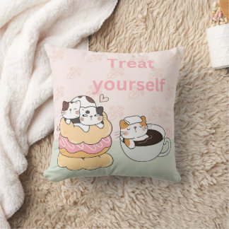 Foodie Cats Throw Pillow