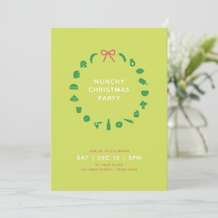 Foodie Christmas Wreath Editable Color Party Invitation