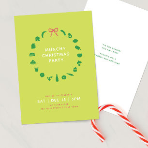Foodie Christmas Wreath Editable Color Party Invitation