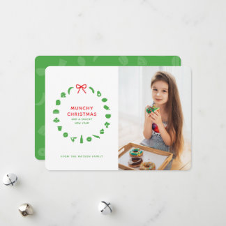 Foodie Christmas Wreath Editable Color Photo Holiday Card