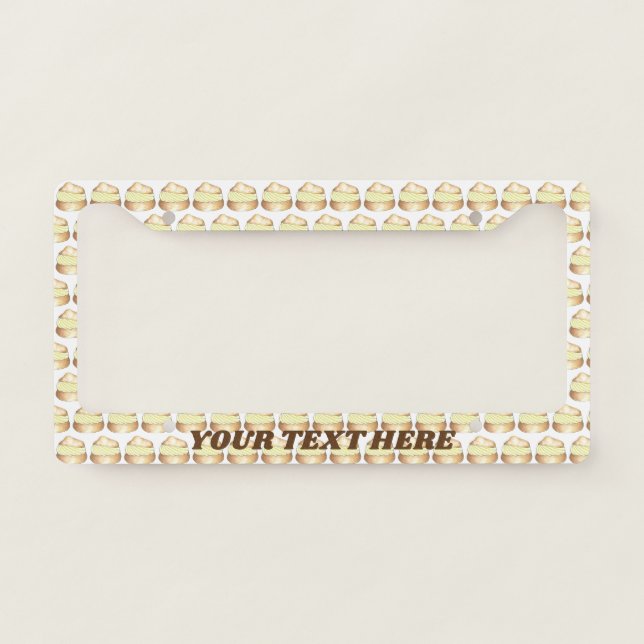 Foodie Cream Puff Pastry French Bakery Creampuff License Plate Frame (Front)