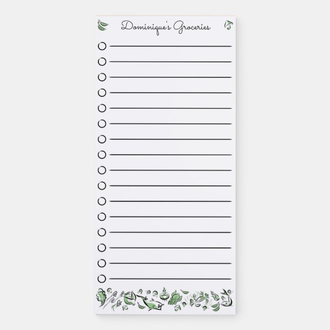 Foodie Drawing Personalized Magnetic Notepad (Front)