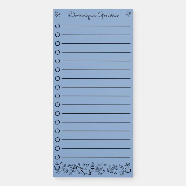 Foodie Drawing Personalized Magnetic Notepad (Front)