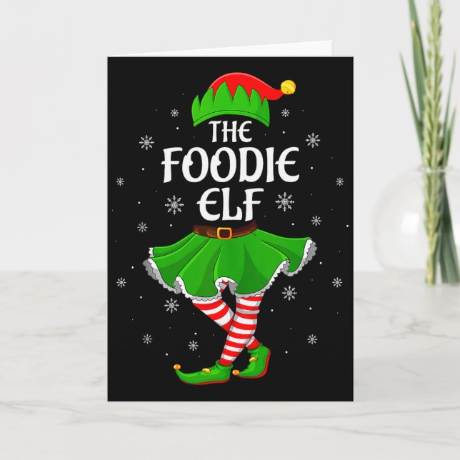 Foodie Elf Christmas Family Girls Women Elf Squad  Card (Front)