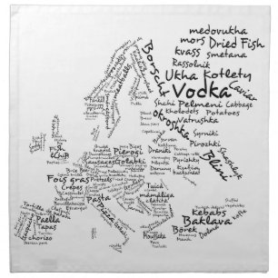 Foodie Food Map of Europe Cloth Napkin