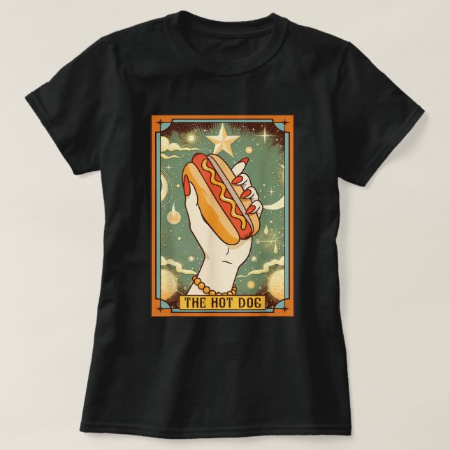 Foodie Food The Hot Dog Tarot Card T-Shirt (Design Front)