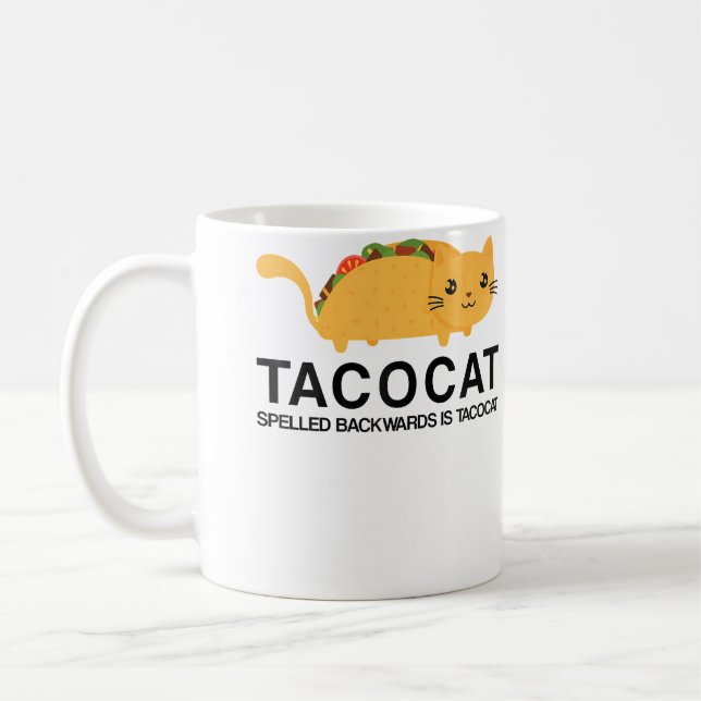 Foodie Funny Tacocat Cat Taco Coffee Mug (Left)