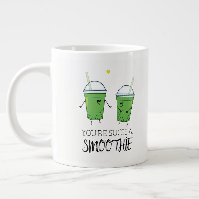 Foodie Humor Flirting Green Smoothies Cartoon Giant Coffee Mug (Left)