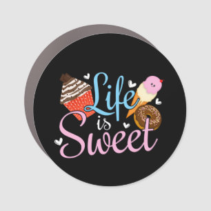 Foodie Life is Sweet Baking Quote - Cupcake Art Car Magnet