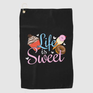 Foodie Life is Sweet Baking Quote - Cupcake Art Golf Towel
