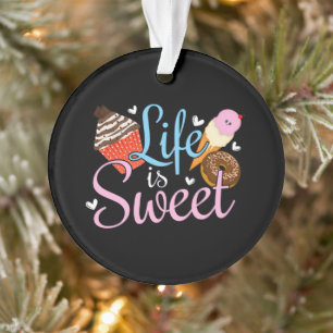 Foodie Life is Sweet Baking Quote - Cupcake Art Ornament