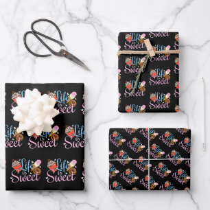 Foodie Life is Sweet Baking Quote - Cupcake Art Wrapping Paper Sheets