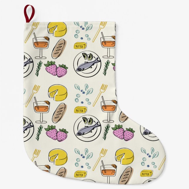  Foodie Minimalist Large Christmas Stocking (Front)