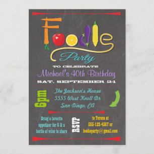 Foodie party Chalkboard Invitations