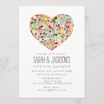 Foodies Heart Kitchen Tea Bridal Shower Party Invitation by Pip_Gerard at Zazzle