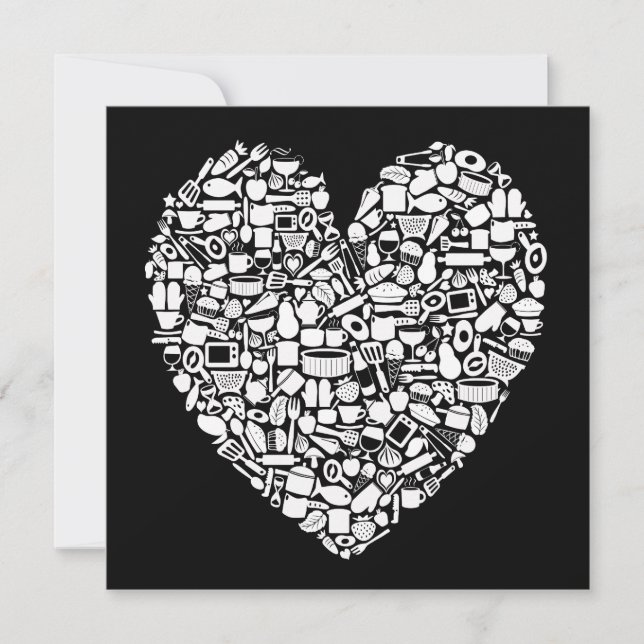 Foodies Modern Black & White Wedding Invitation (Front)