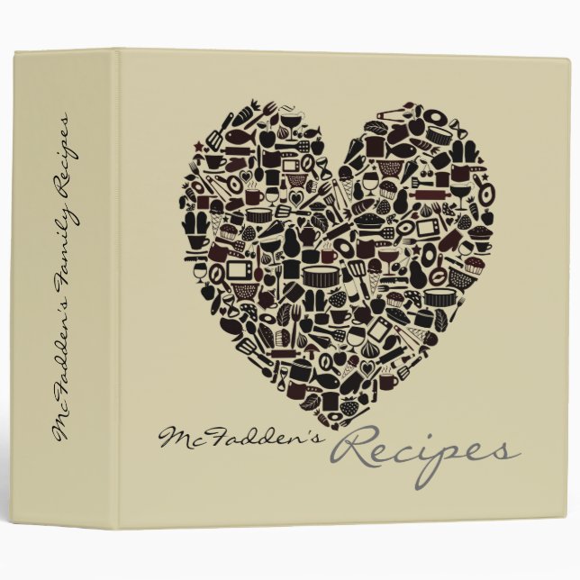 Foodies Personalized Name Recipe Clippings Binder (Front/Spine)