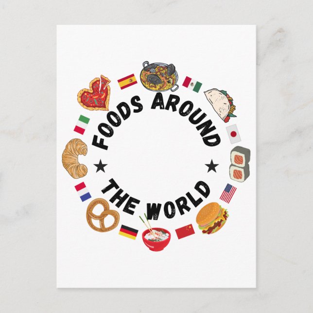 Foods around the world postcard (Front)