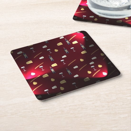 Foods Delight Cranberry Lights Square Paper Coaster