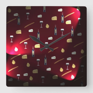Foods Delight Cranberry Lights Square Wall Clock