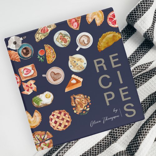  Foods Illustrated Dark Blue Recipe  3 Ring Binder