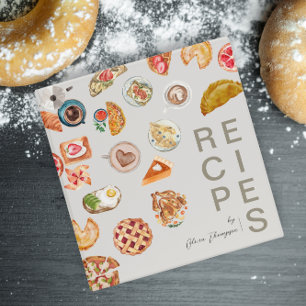 Foods Illustrated Grayish Recipe 3 Ring Binder
