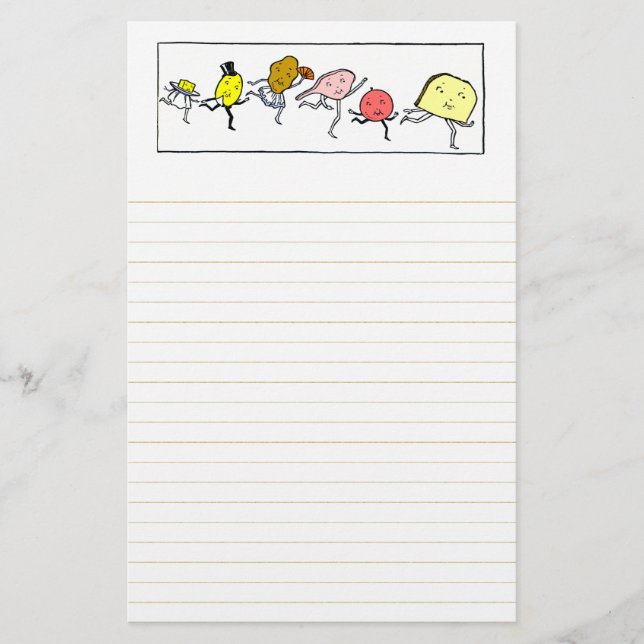 Foods Vintage Kitchen Art Lined Stationery (Front)