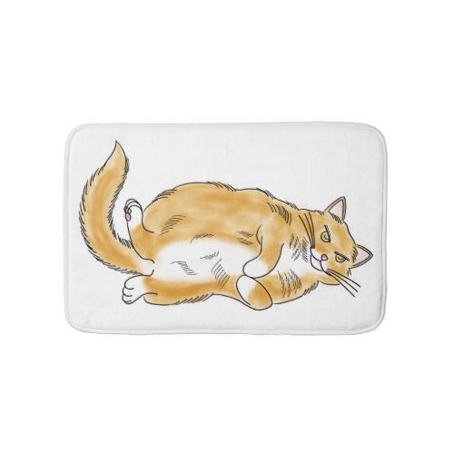 FooFooCat Jumbo Fluffy Lazy Orange Cat Bath Mat