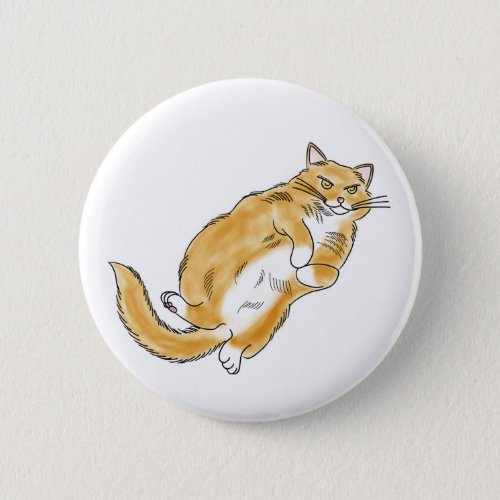 FooFooCat Jumbo Fluffy Lazy Orange Cat Button
