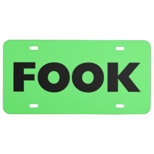 Fook black green plastic car license plate