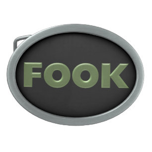 Fook green and black oval belt buckle