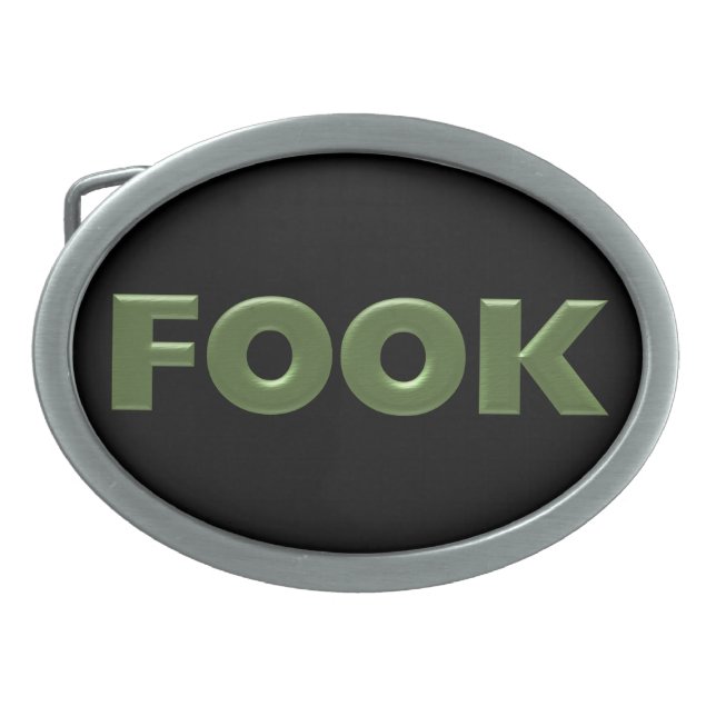Fook green and black oval belt buckle (Front)