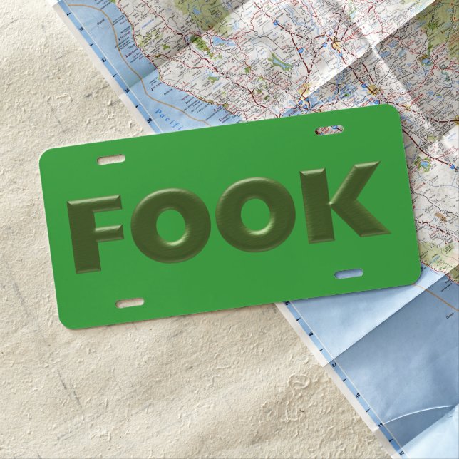 Fook green dark green aluminum car license plate (In Situ)