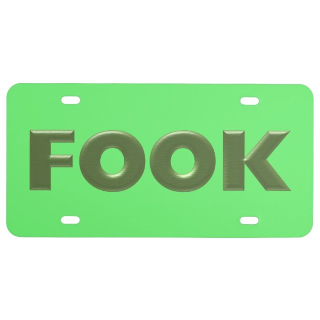 Fook green green plastic car license plate (Front)