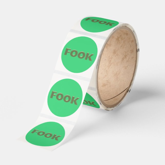 Fook green round small stickers roll (Roll)