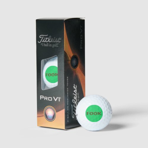 Fook green Titleist 2023 Pro V1 golf balls 3 pk