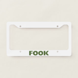 Fook green white car license plate frame A
