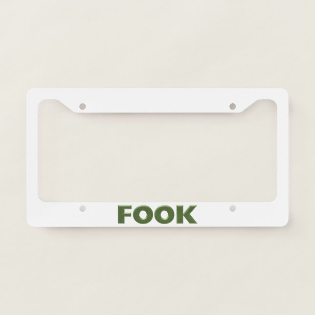 Fook green white car license plate frame A (Front)