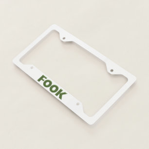Fook green white car license plate frame B