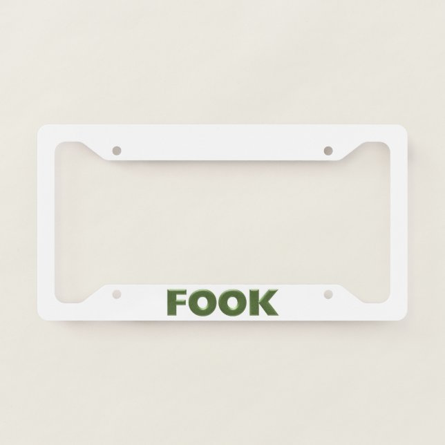 Fook green white car license plate frame C (Front)