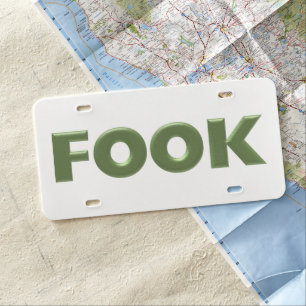 Fook green white plastic car license plate