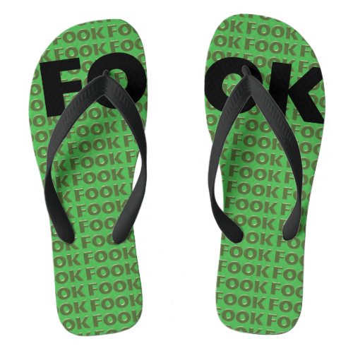 Fook green wide flip flops