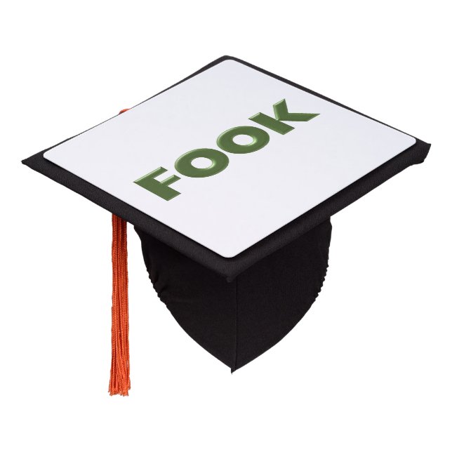 Fook white graduation cap (Angled)