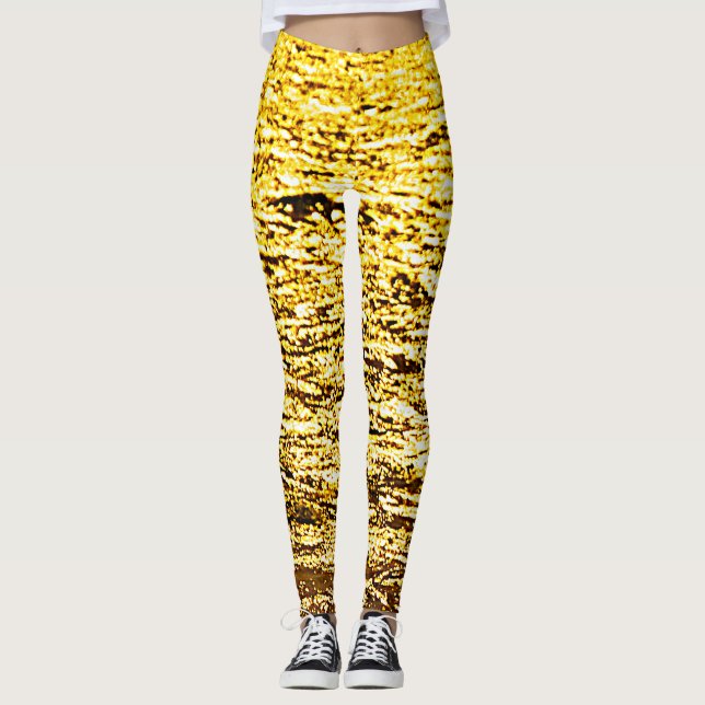 Fool’s Gold Pyrite Abstract Metallic Texture Leggings (Front)