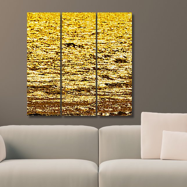 Fool’s Gold Pyrite Abstract Metallic Texture Triptych (Fools Gold Pyrite Abstract Triptych Wall Art)