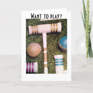 FOOL THEM WITH CROQUET-I'M GAME IF YOU ARE! HOLIDAY CARD