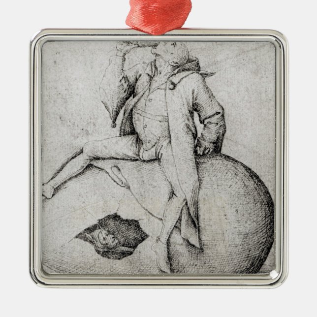 Fool Trying to Hatch an Egg Metal Ornament (Front)