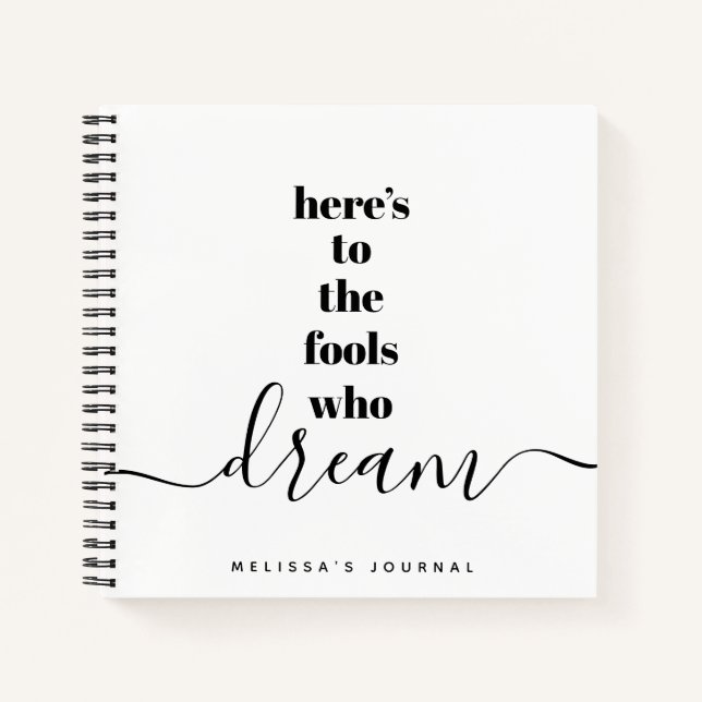Fools Who Dream Quote Bold Black White Keepsake Notebook (Front)