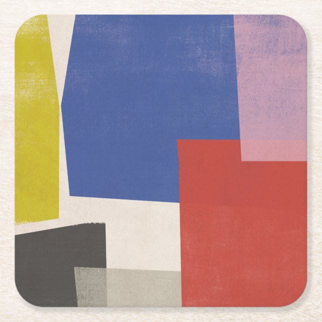 Foolscap - Modern Colorblocks Square Paper Coaster (Front)