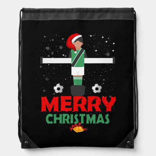 Foosball Player Merry Christmas Sport Lover Athlet Drawstring Bag